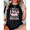 Women'S 1986 40th Birthday Theme T-Shirt | Flower & Slogan Decor, Casual Short Sleeve