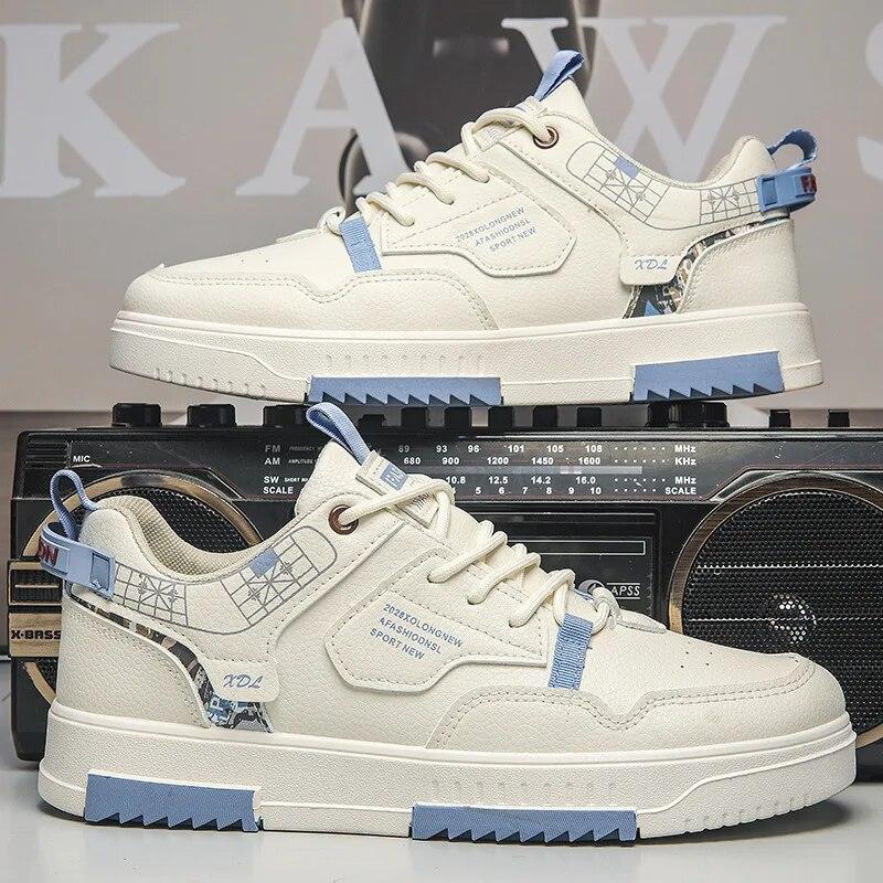 Hot Sale PU Leather Men Casual Sneakers Lace Up Fashion Flat Spring Autumn Breathable Comfortable High Quality Outdoor Footwear