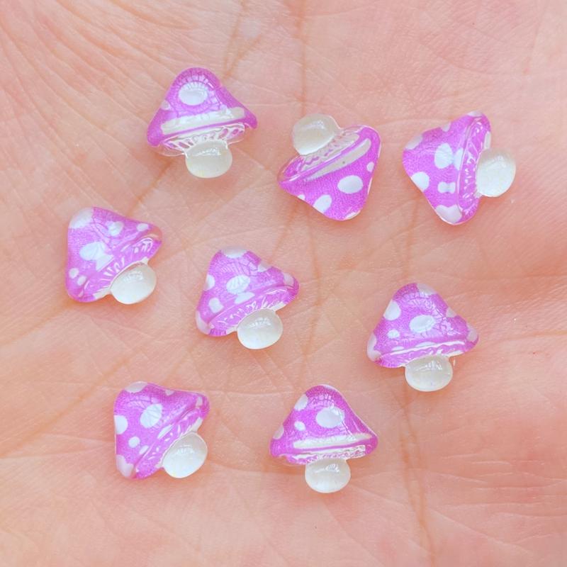 50Pcs New Cute Mini 9mm Mushroom Flat Back Resin Nail Enhancement Jewelry Craft Decoration Accessorie