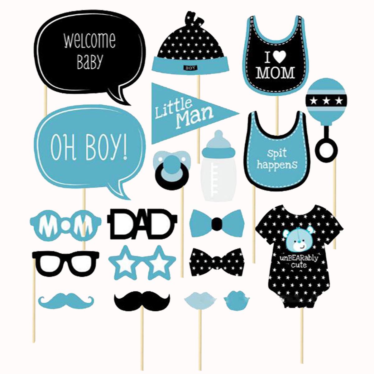 Boy s First Birthday Photo Prop Set: 20-Piece Blue Hat & Accessories PZ036 Set