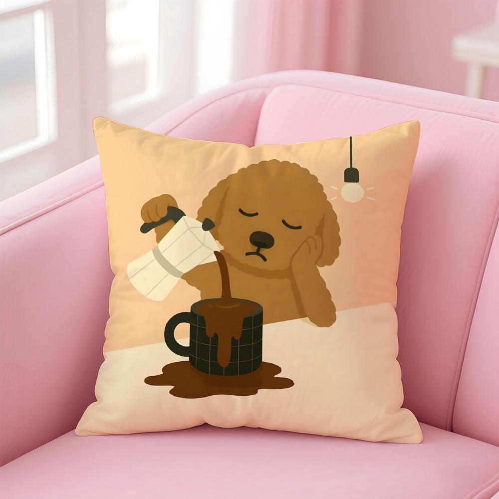 Casual Daily Simple Cute Friendly Cats And Dogs Cushion Cover Pillow Case Soft Friendly Fabric  Concealed Zipper