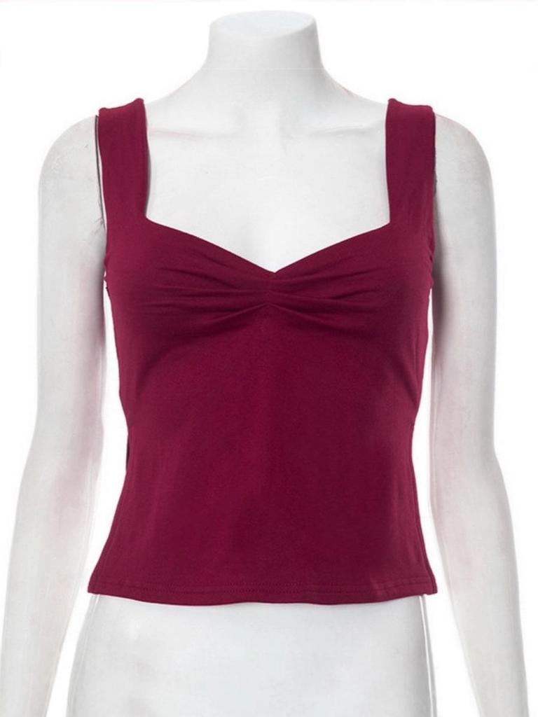 Ziyuan Y2K Spicy Girl Square Neck Backless Camisole - Slim Fit Solid Color Tank Top