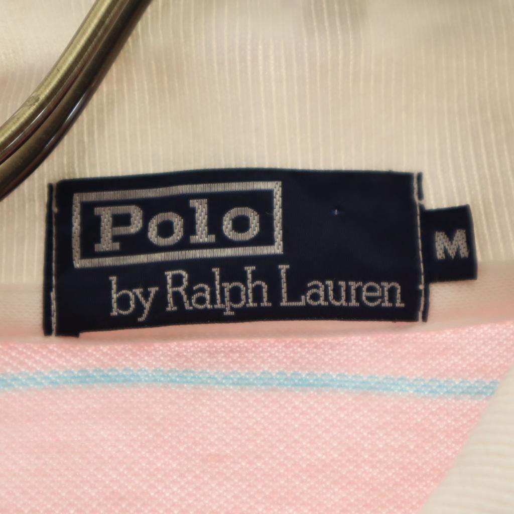 Polo by Ralph Lauren Border Pattern Short Sleeve Polo Shirt M Pink Fawn Men's Used