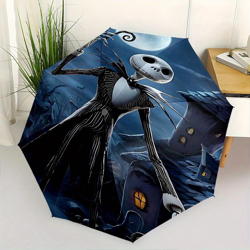 

1 Auto Open Jack Skellington, Halloween Themed Colorful 8-rib Portable Umbrella for Men and Women, A Compact Commuting Companion Suitable fo