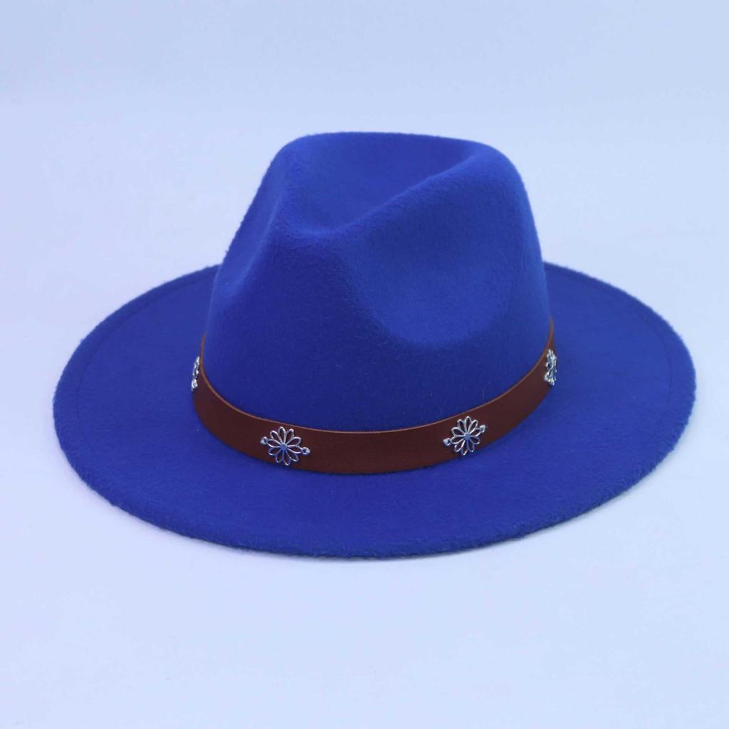 Autumn and Winter Men's and Women's Top Hats Classic Jazz Hats Wool Hats Big Eaves Hat Flat Edge Jazz Hats