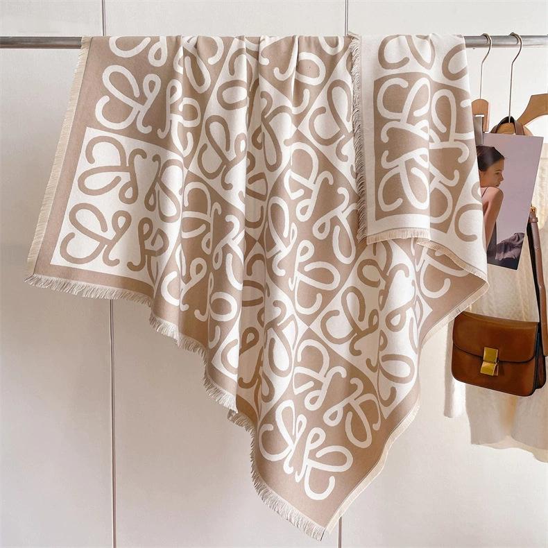 Women's High-Quality Wool Cashmere Scarf: Thick, Warm, Tassel Shawl for Autumn and Winter