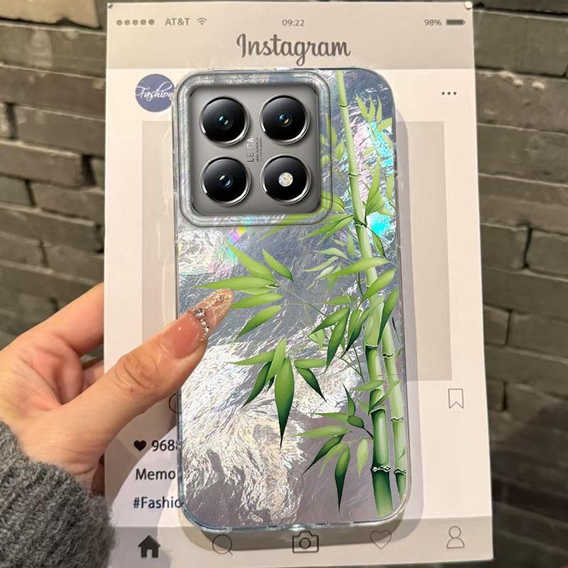 

Luxury Flowers Green Bamboo Girls Women Phone Case For Xiaomi 14T 13T Pro 14Tpro 13Tpro 11 Lite 5G NE Bumper Fundas Cover Xiaomi 14T білий