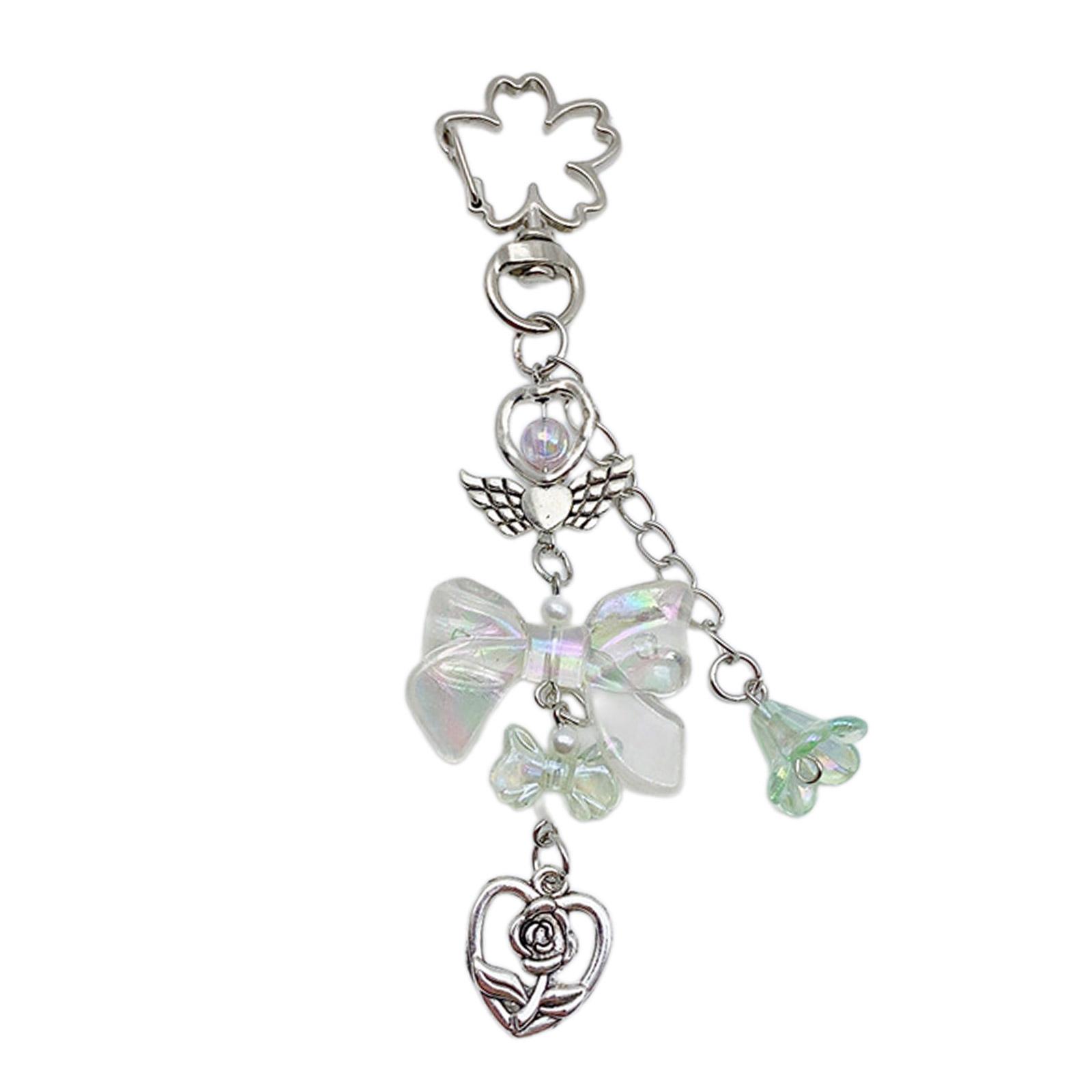 

Настраиваемый брелок для ключей с бисером, бантом, звездой, сердцем, луной, цветком, кулоном, брелок для ключей, уникальный аксессуар для сумки для женщин и девочек A