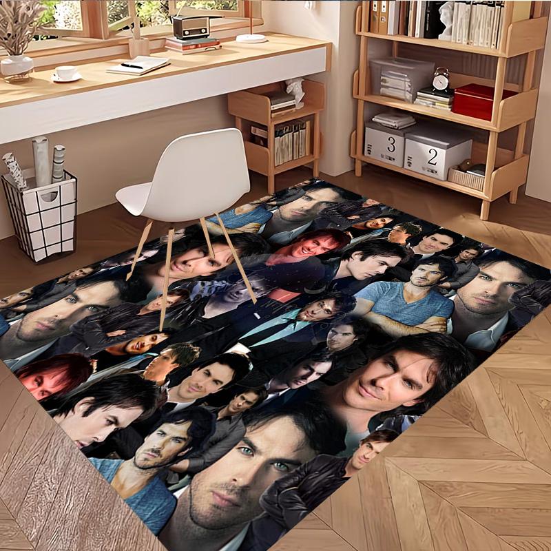 Damon Salvatore Print Rug, Washable Floor Carpet, For Entryway Dorm Laundry Room Office Study, Home Decor Birthday Christmas Gift