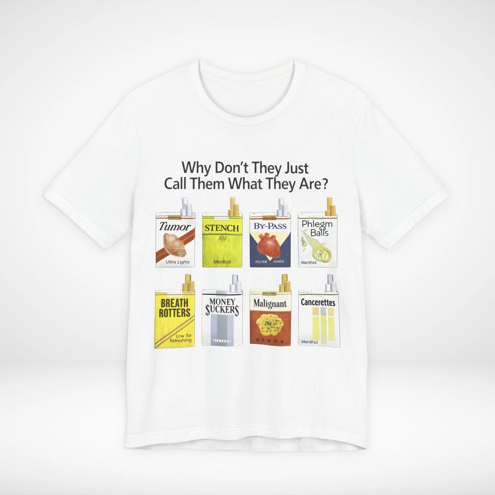 Антикурительная Пародийная Графическая Футболка с Сигаретой Смешной Винтажный Стиль Белая Футболка 4XL
