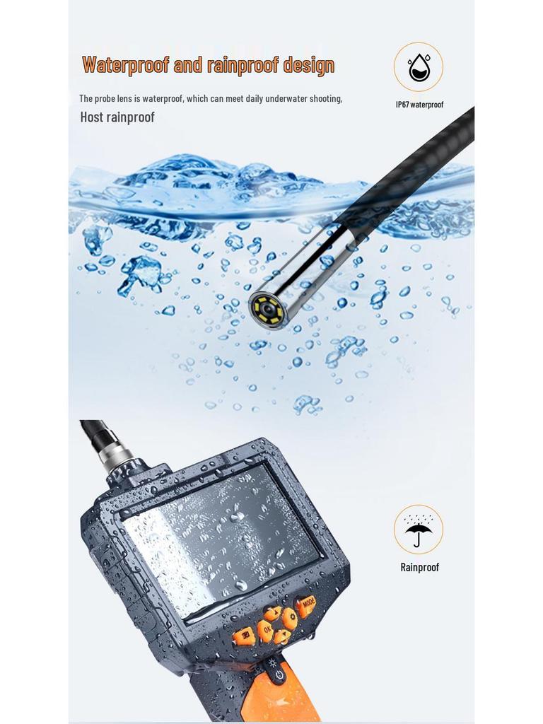 Adjustable Industrial Endoscope with 7.6mm Lens - 5m High-Definition Pipeline Inspection Tool