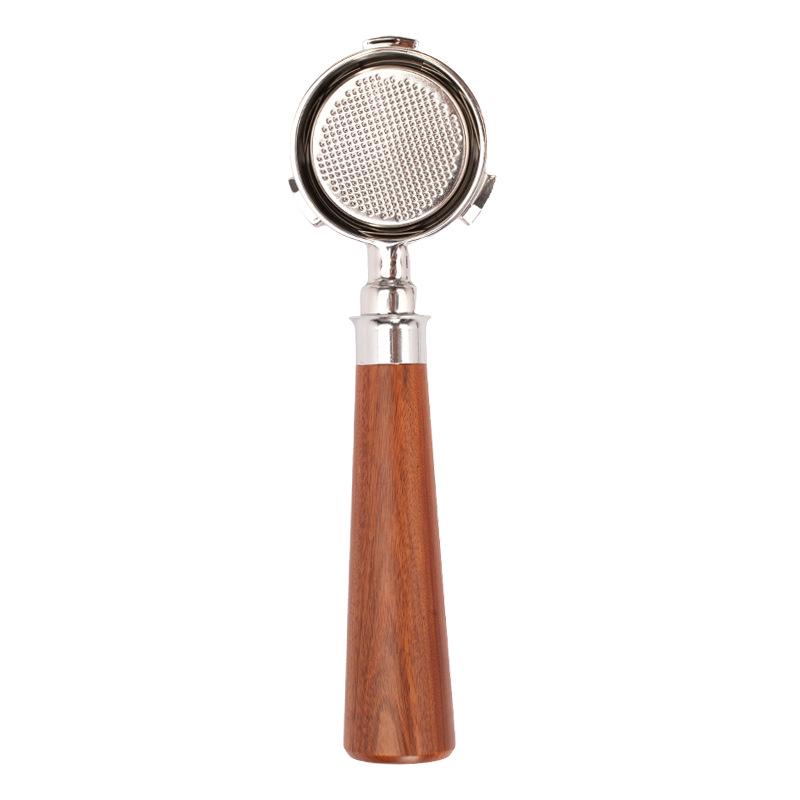 51mm Solid Wood Handle for Three-Ear DeLonghi Coffee Machine, 304 Stainless Steel Bottomless Extraction Accessory.