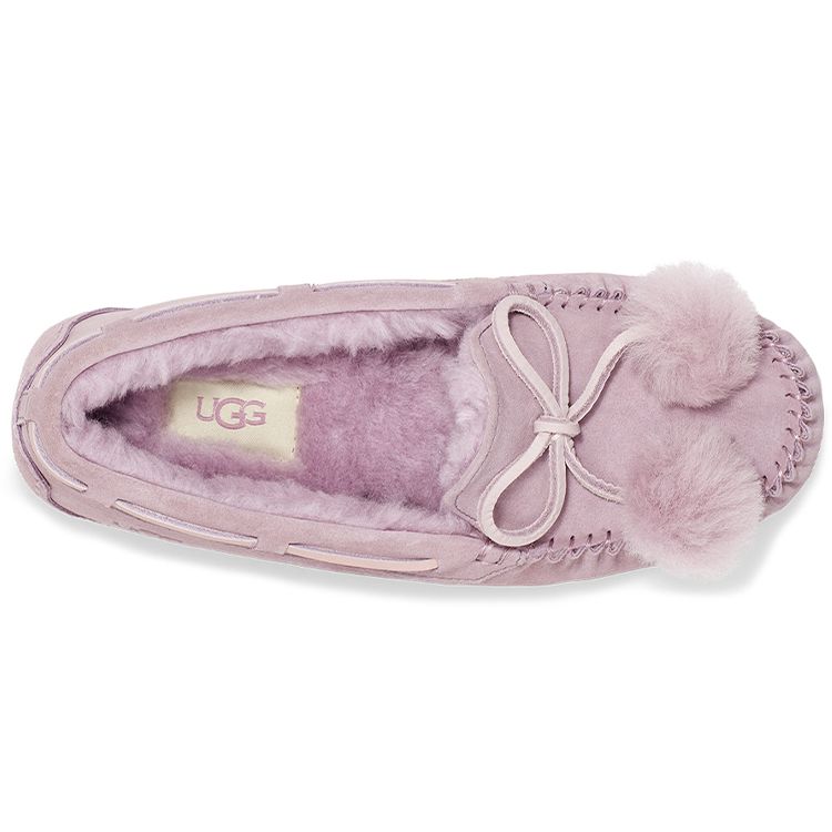 UGG Dakota Bow Pom Fleece Lined Warm Slip-On Shoes Low-Top Casual Sneakers Women Sneakers Pink Purple 1124030-SHAD