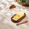 Langlebige Glas- und Holzbutterdose, Holzdose mit Deckel und Messer, Halter für Küche, Einweihungsgeschenk, Arbeitsplatte & Kühlschrank, Aufbewahrungsschale, Behälter,