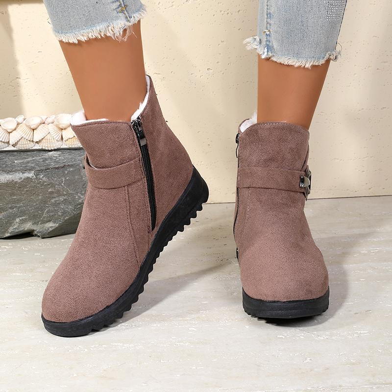 Women's Platform Snow Boots 2025 New Style, Thick Fleece & Suede Ankle Boots-Comfortable, Warm, Versatile Mom's Cotton Boots
