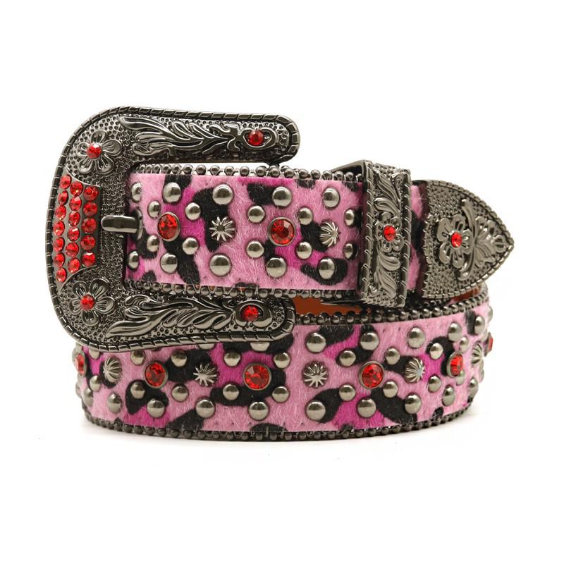 

Унисекс Хип-хоп Панк Кожаный Ремень с Шипами из Стразов 110 cm