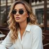 New Round-frame Sunglasses With Metallic Trend Spring Temple Arms And Colorful Ladies' Retro Sunglasses 8478