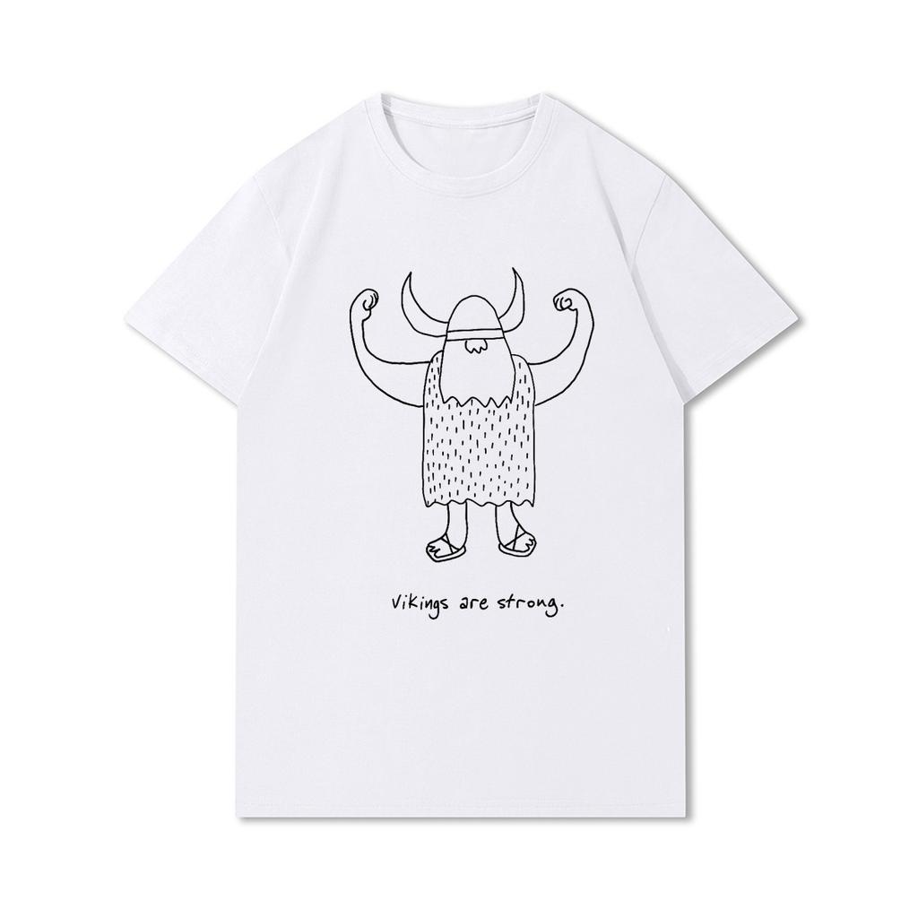 100% Cotton Summer Men T Shirts Viking Vintage Skull Beard with Headphone Printed Casual Top Tees