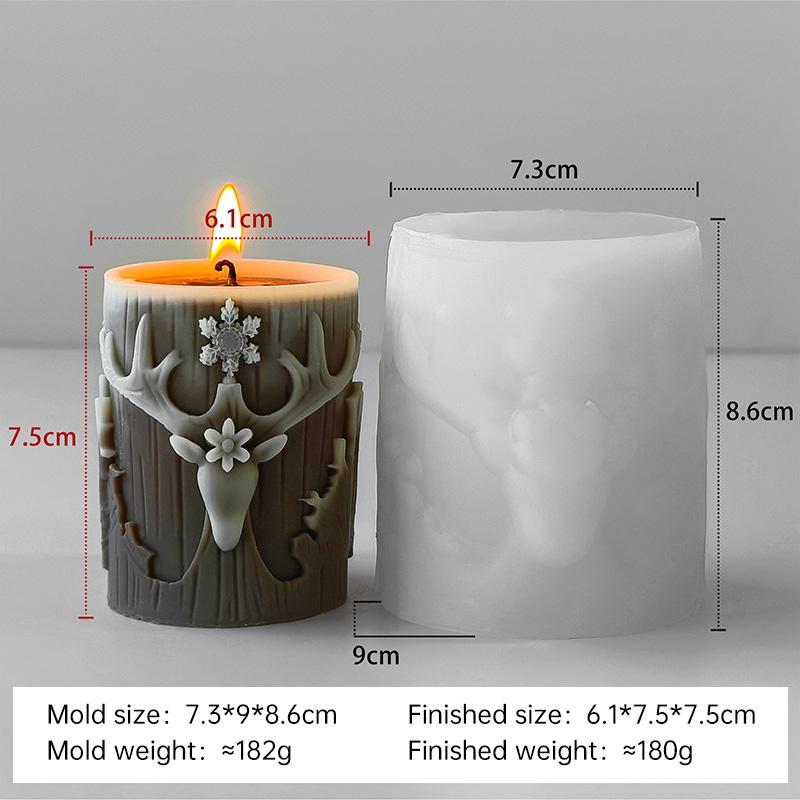 3D Cylinder Christmas Elk Silicone Mold DIY Christmas Reindeer Aroma Candle Resin Ornaments Mold Home Decoration Crafts Molds