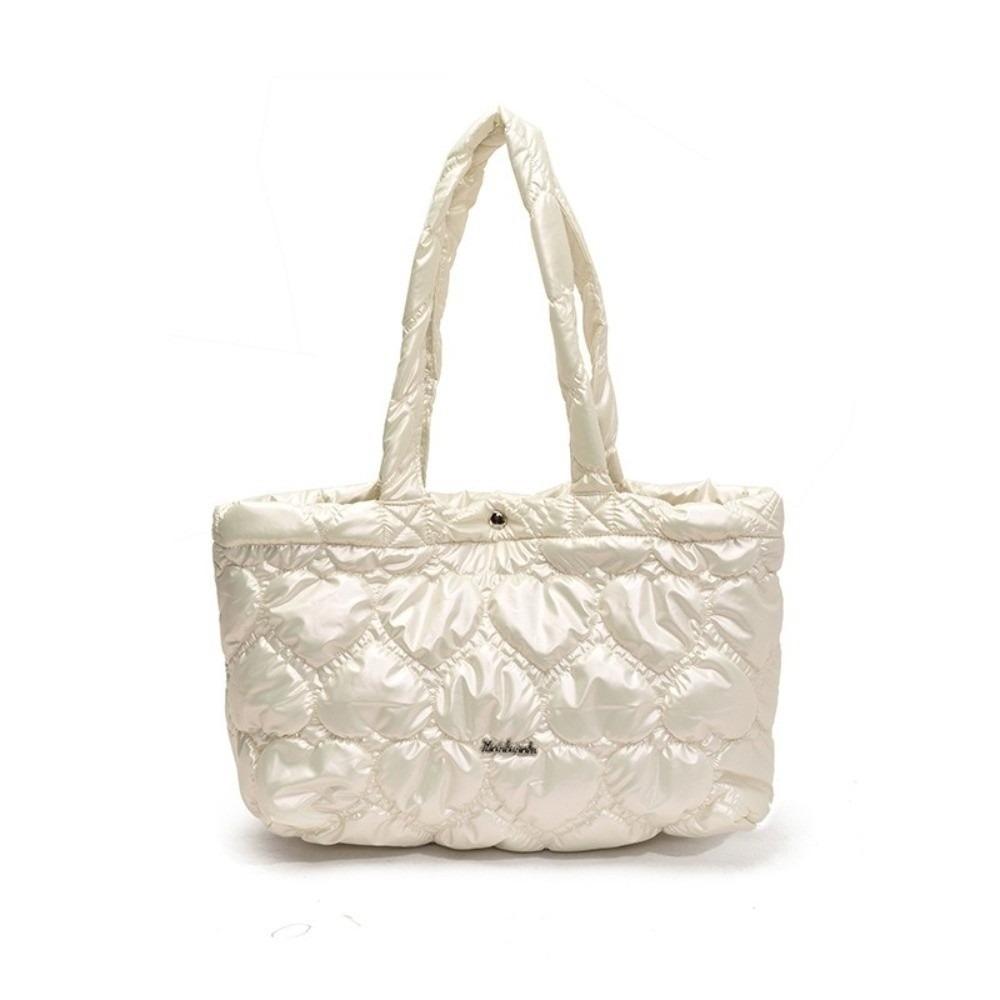 Large Capacity Quilted Heart Bag Korean Women's Handbag Casual Puffy Tote Bag  Girls