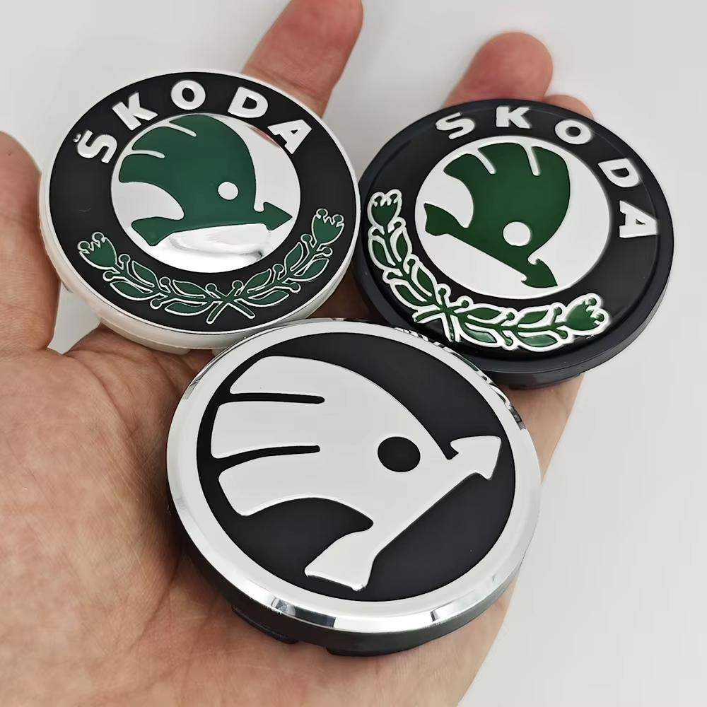 4pcs 56mm 65mm Green Black Chrome Car Wheel Center Caps for Skoda Rims Hubcaps Cover Emblem Badge Logo Auto Styling Accessories