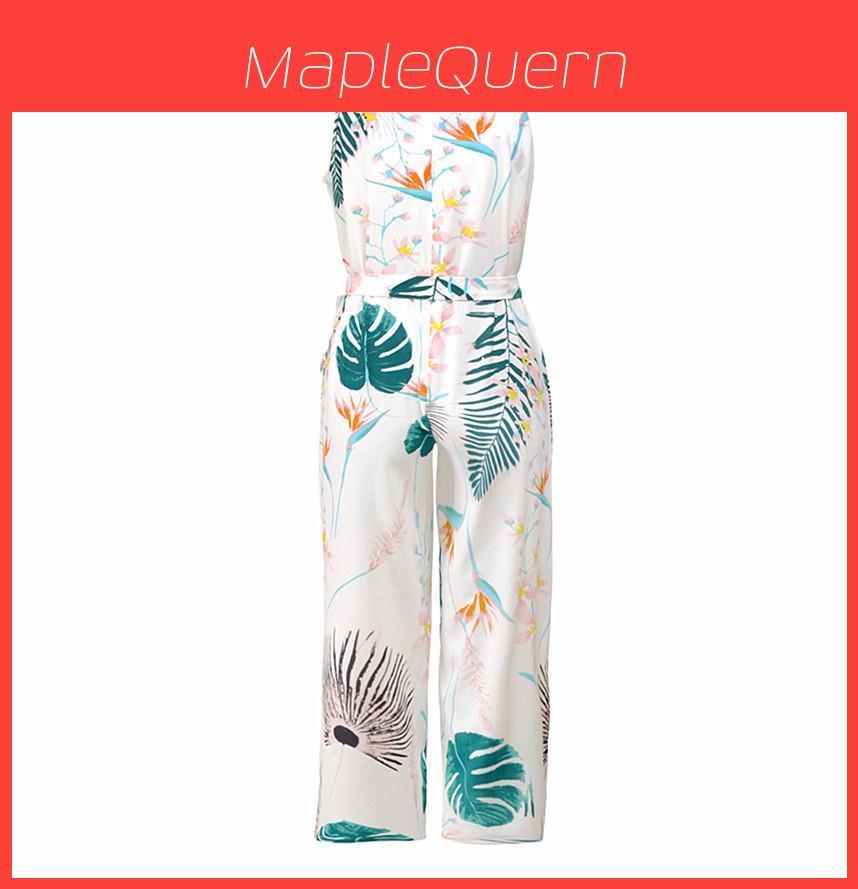 Elegant Summer Floral Print Off Shoulder Sleeveless Jumpsuit For Women Casual Rompers