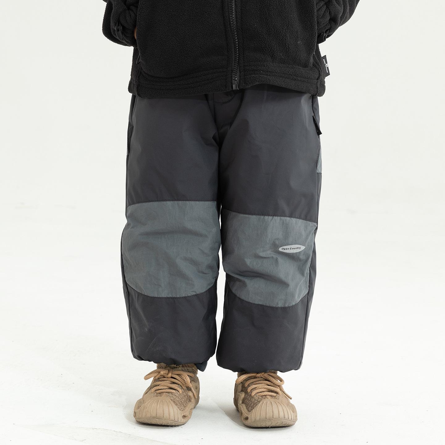 Boys  Color Block Windproof Winter Pants - Thick, Warm, Outdoor Sports Trousers for Kids 90 cm