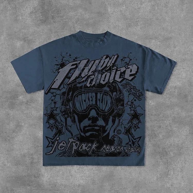 

Vintage Fly By Choice Graphic Print Cotton Short Sleeve T-Shirt Men Y2K Summer Vintage Oversize Tshirt Streetwear Women Tee Tops 4XL