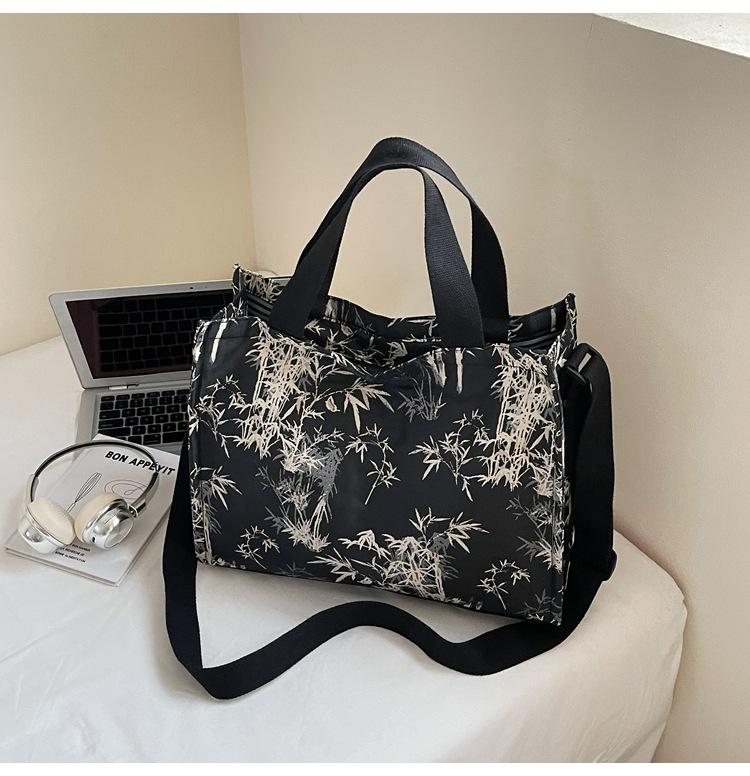 2025 Fashion Commuter Class Commuter Shopping Bag Large Capacity Tote Bag Women's Bamboo Printed Shoulder Handbag
