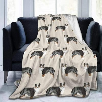 Australian Shepherd Sherpa Fleece Blanket Throw for Home Office Travel Couch Sofa Warm Cozy Lightweight Fleece Bed Blanket Gift#