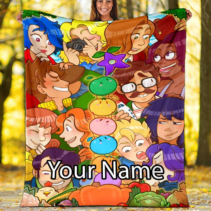 Custom Name Stardew Valley Theme Printed Blanket - Perfect for Couch, Bed, Travel & Outdoor Use | Machine Washable, Cozy & Durable.