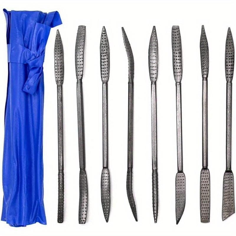 8 ks/Sada Oboustranná sada pilníků na řezbářství Dřevěná sada rašplí pro broušení dřeva