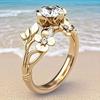 Luxurious Elegant Floral Ring for Women Gold Color Flower Design with Accents Perfect Gift for Birthdays Anniversaries Holidays