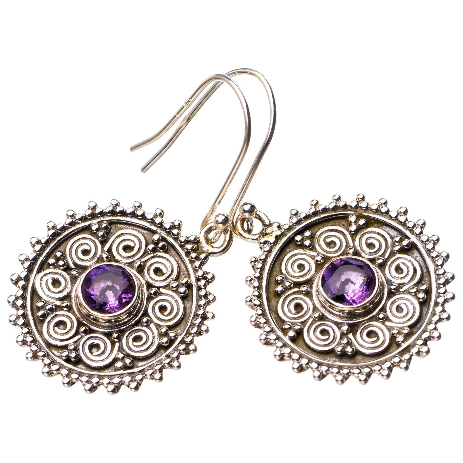 

StarGems® Natural Amethyst Handmade 925 Sterling Silver Earrings 1.75 D6815