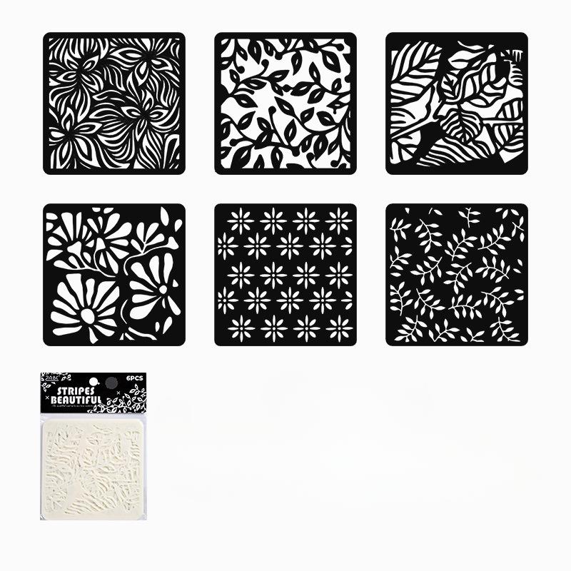 6pcs/set Floral Butterfly Stencil Templates for Scrapbook Wall Small Creative Design DIY Decor Stencils for Painting and Decor