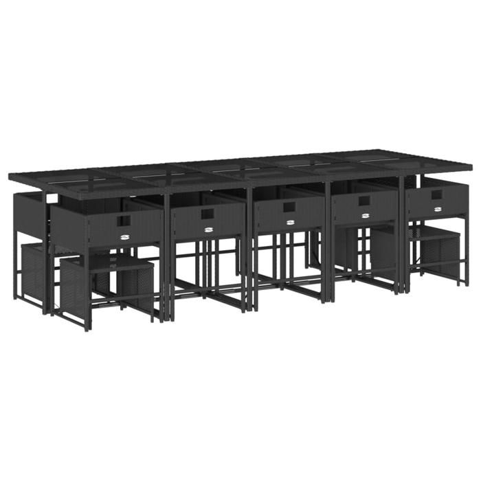 VidaXL Ensemble à Manger de Jardin avec Coussins 15 pcs, Table et Chaises à Dossier Rabattable, Meubles d'Extérieur Patio 3211350