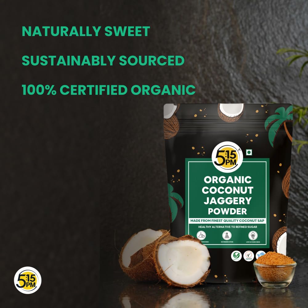 5:15PM Organic Coconut Sugar 500 G X Pack Of 2 Unrefined Natural Sweetener For Baking Cooking Drinks Use