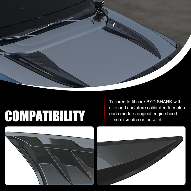 Hood Decoration Stickers For BYD Shark 6 Sports Decoration Sticker Upgrade For Shark 6 2025 2025 Car Accessories 2pcs