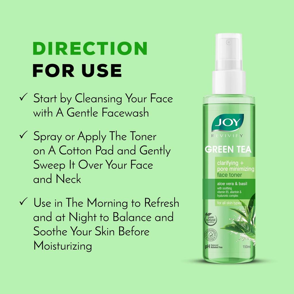 Joy Clarifying & Pore Minimizing Green Tea Face Toner 150ml Alcohol Free Hydrating Refreshing Skin