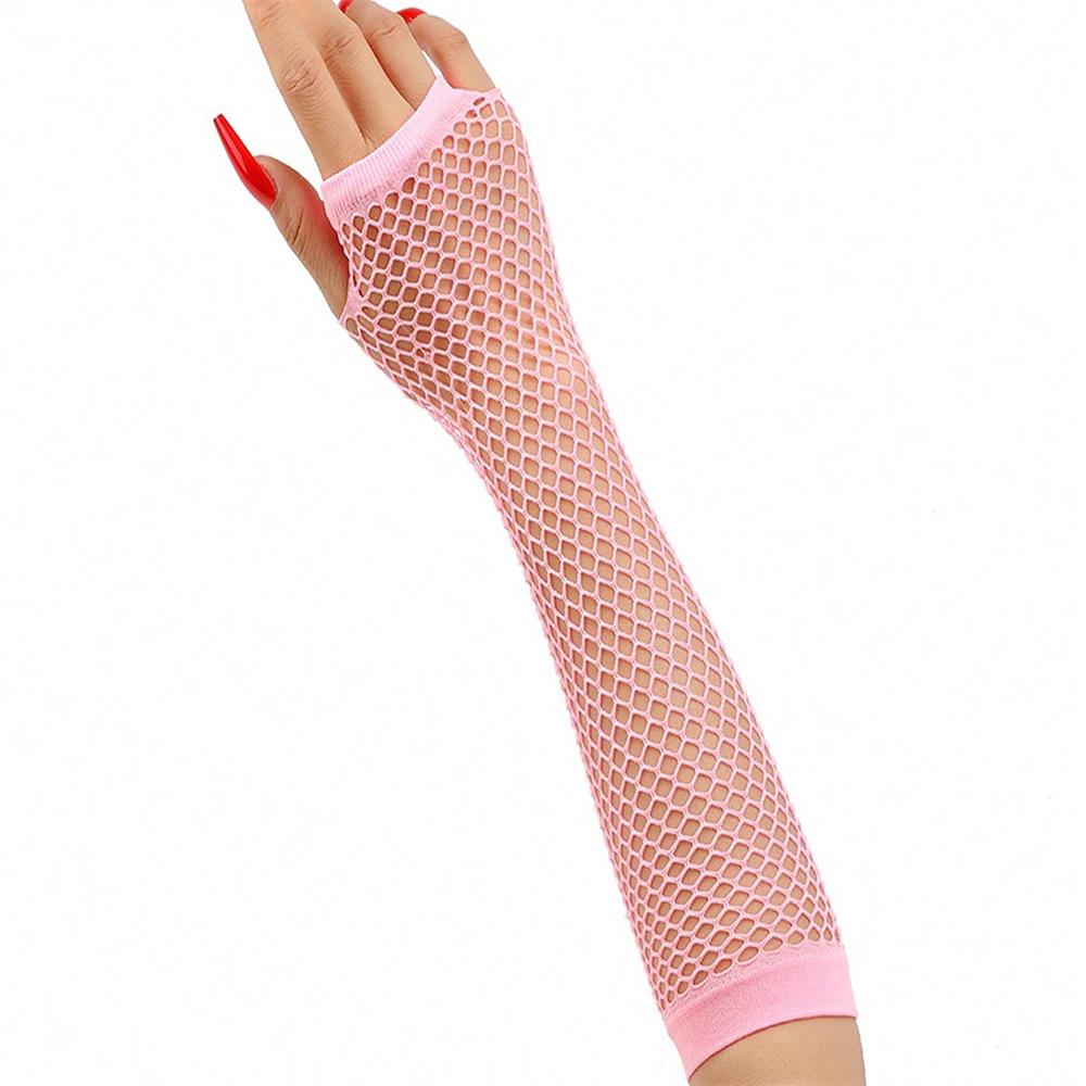 

A pair New Mesh Gloves Neon Fishnet Gloves Mittens Black Red Sheer Wear Fancy Dress for Womens Sexy Dance Glove