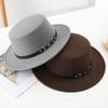 Autumn and Winter New Retro British Style Flat Top Hat Couple Men and Women Gentleman Hat Stage Performance Small Brim Fashion Hat