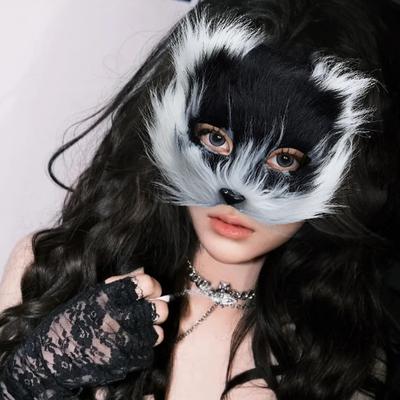 Halloween Fox Animal Mask Girl Dance Costume Cat Face Mask Party Dress Up Half Face Plastic Mask