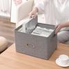50×35×31cm Extra Large Cotton Linen Clothes Storage Box Foldable Organizer with Handles Dust-Proof Storage Bin for Home Wardrobe