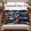 Music General Theme Soft Blanket Personalized Custom Name Text Print Warm Blanket Home Sofa Bedroom Decor
