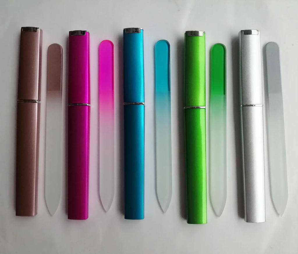 1pcs Colorful Glass Double-Sided Nail Files Strip Professional Transparent Gradient Crystal Polished DIY Manicure Tools Supplies