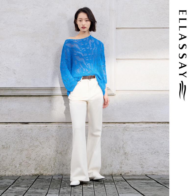 ELLASSAY Women's Summer Hollow-Out Knit Pullover