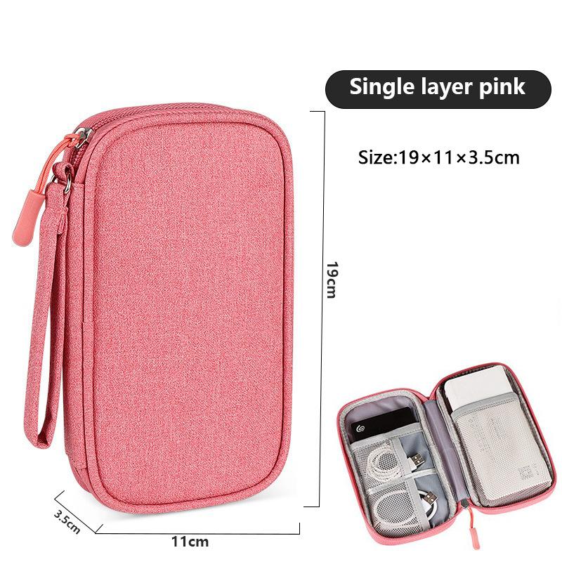 Double Layer Data Cable Storage Pouch Cross Border Hot Sale Travel Charger Organizer Handheld Compact Bag