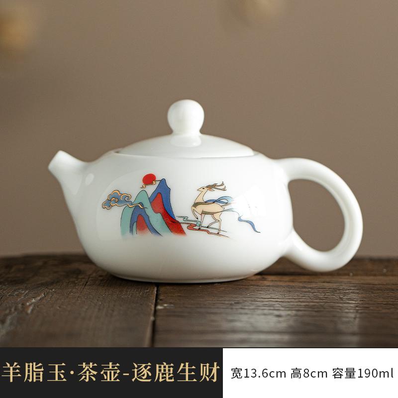

1PCS 190ml Dehua White Porcelain Teapot Sheep Fat Jade Porcelain Large Capacity Xishi Teapot Filter Net Single Pot