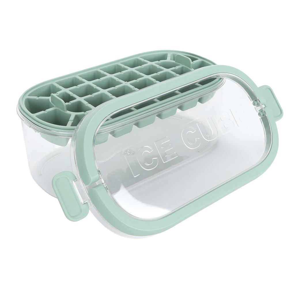 Isbitsform med lock, behållare och skopa, avtagbart lock, stapelbar, stor kapacitet, isbitsform med handtag för