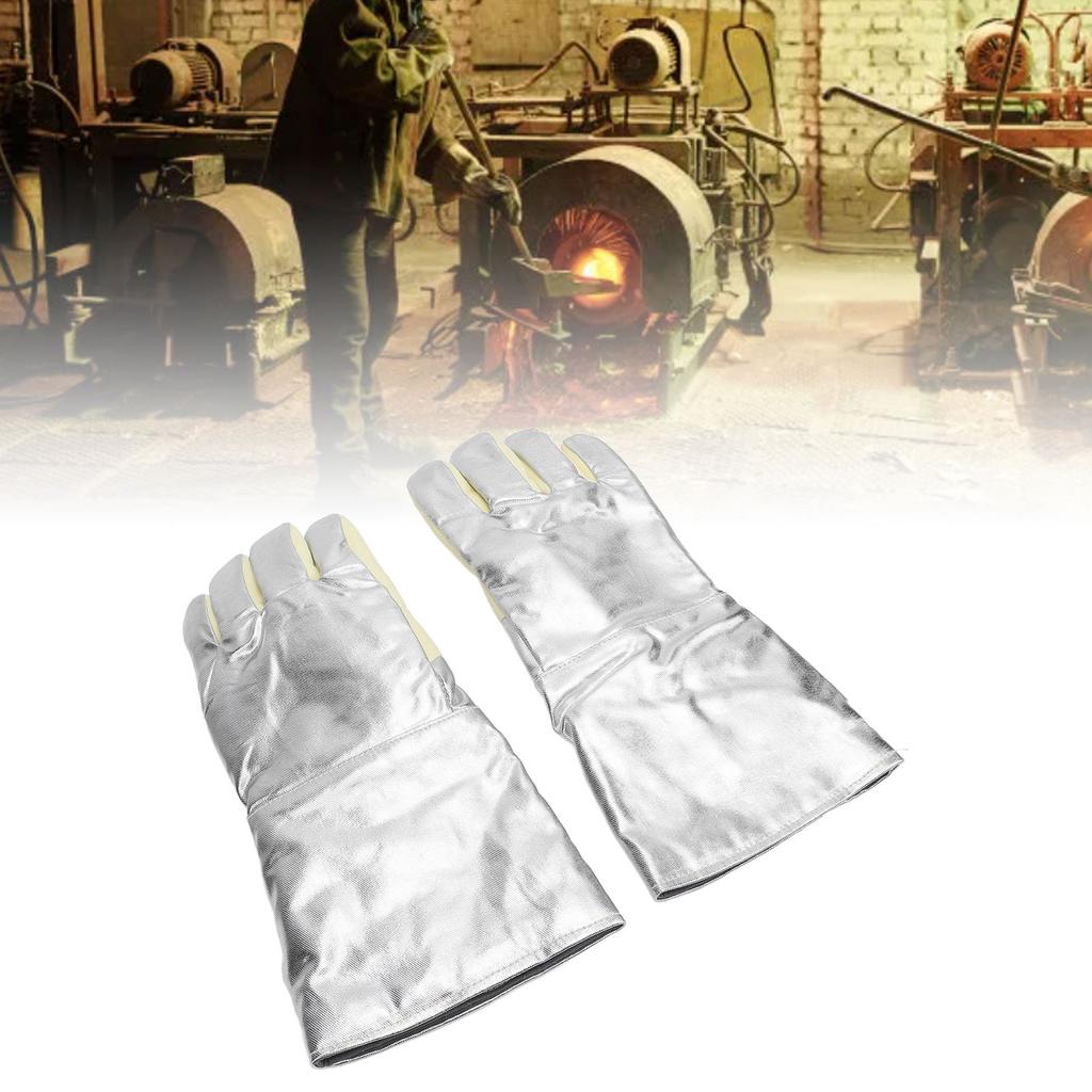 Hitzebeständige Handschuhe 500℃ Verbrühschutz Verschleißfest Verstärkter Daumen Arbeitshandschuhe für Stahlwerke Fo